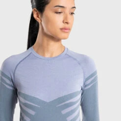 Women's Trail Running Seamless Long-Sleeved Jersey Comfort - Blue/lilac -Outdoor Products Shop k42567f615f4a091ea68e17c3e43cec3c
