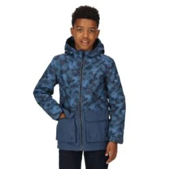 Regatta Childrens/Kids Salman Camo Insulated Waterproof Jacket (Dark Denim) -Outdoor Products Shop k6e756325aa641879b4740df31e5b42c4
