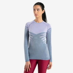 Women's Trail Running Seamless Long-Sleeved Jersey Comfort - Blue/lilac