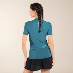 WOMEN'S TRAIL RUNNING SHORT-SLEEVED ZIP T-SHIRT -Outdoor Products Shop ke047ea560a51835ceac08fb30e4e41f9